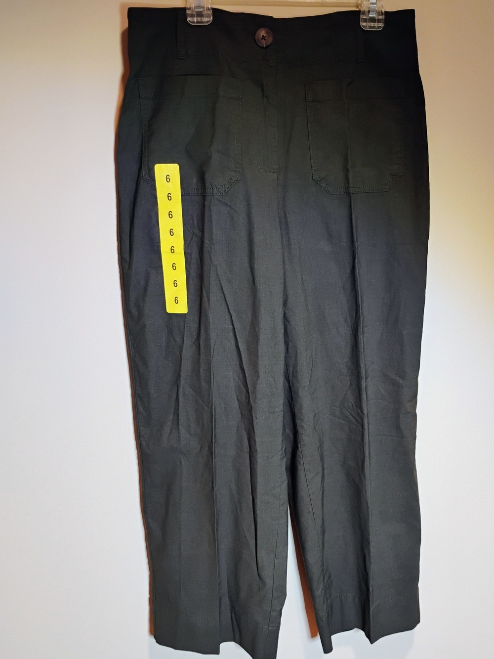 Hilary Radley Women's Olive Green High Waist Wide Leg Pant 26" Inseam Size 6